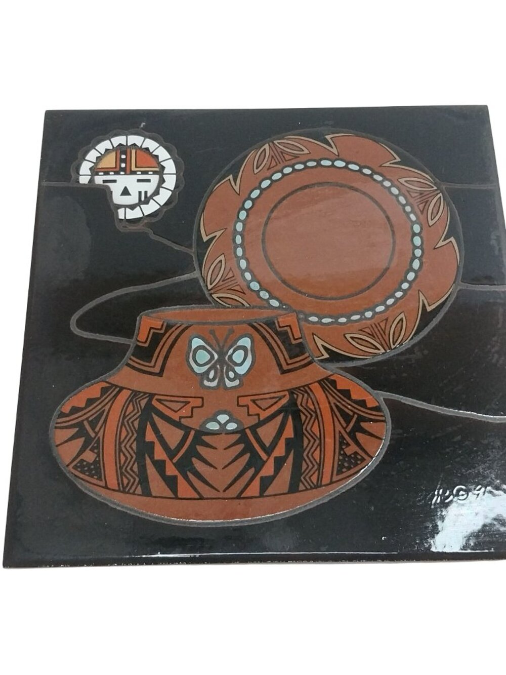 Cleo Teissedre Designs Southwestern Native American Ceramic Tile Trivet